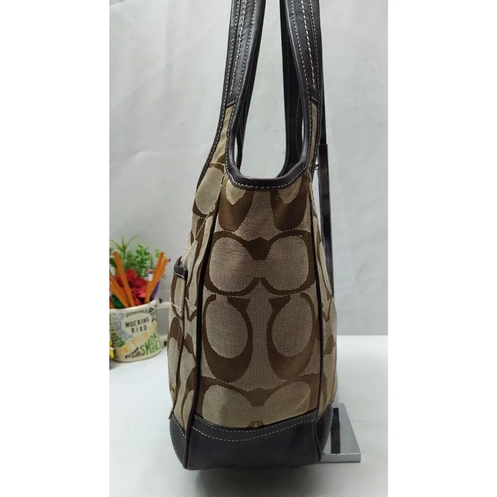 Coach Chelsea Signature Brown Canvas Double Handles Shoulder Bag